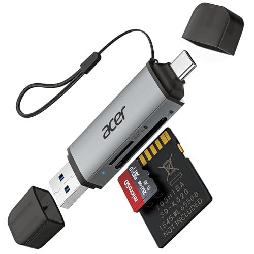 Acer Lettore di schede SD, adattatore per lettore di schede di memoria USB C e USB 3.0, supporta SD/Micro SD/SDHC/SDXC/MMC, compatibile con iPhone 15 Pro, MacBook Pro iPad Pro 2021, Pixel, XPS 13 ecc.