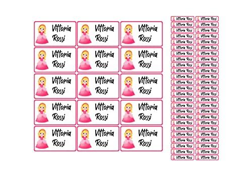 Set Etichette Adesive Scolastiche Personalizzate Principesse delle Fiabe