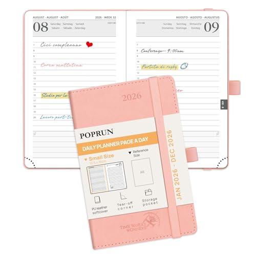 Agenda Giornaliera 2026 Poprun, Rosa - Tascabile e Funzionale