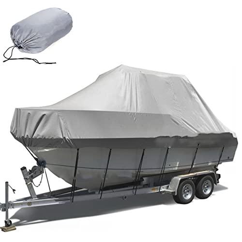 ELVONS 210d Copertura Impermeabile per Barche, Antipolvere E Anti-Invecchiamento Tessuto Oxford Telo Copri Barca A Motore Telo per Gommone Motoscafi,Grigio,25~27ft(948cm*570cm)