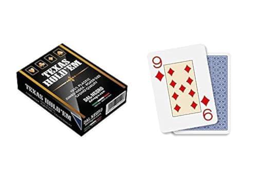 Dal Negro - Mazzo di Carte Professionali Poker Texas Hold'em Casino Quality, Plastificate e Impermeabili, 1 Mazzo da 55 Jumbo Index con Jolly, Retro Blu, Made in Italy