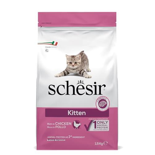 Schesir, Cibo Secco per Gatti Cuccioli con Unica Fonte Proteica al Gusto Pollo, Crocchette - Formato Sacco da 1,5 Kg