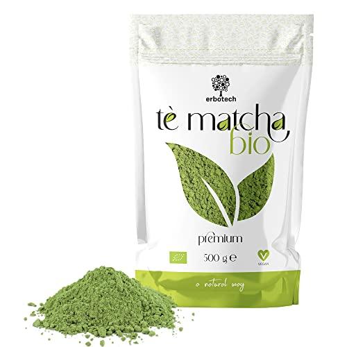ERBOTECH Tè Matcha, The Verde Giapponese in Polvere, Busta da 500g, Multivitaminico Naturale al 100%, Vegan, Made in Italy. Ideale per Dolci, Frullati, Tè freddo