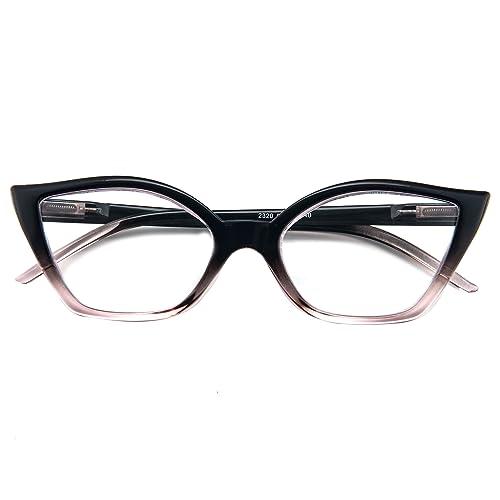 Kodilin Occhiali da Lettura Donna Anti Luce Blu Cat Eye Occhiali per PC con Cerniera a Molla, 3.5 Rosa
