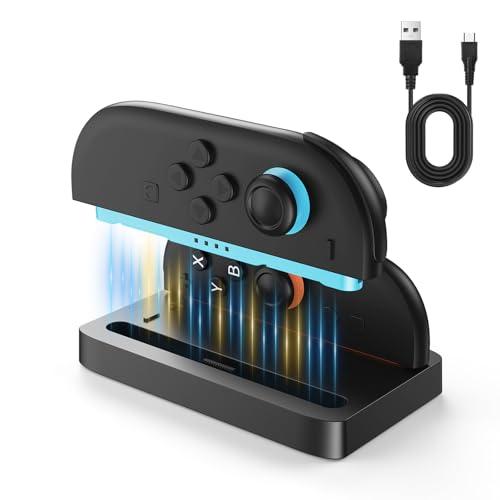 ELUTENG Stazione di Ricarica per Nintendo Switch 2 Joy-Con, Dock Caricatore Doppio con Indicatore LED di Carica, Design Compatto e Cavo Type-C Incluso