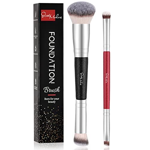 Pennello Fondotinta Start Maker 2 pezzi Doppio Terminale 2-in-1 Kabuki Pennelli Make Up per Fondotinta Liquido, Cipria, Blush, Correttore, Ombretto, Contouring Viso Pennello Trucco