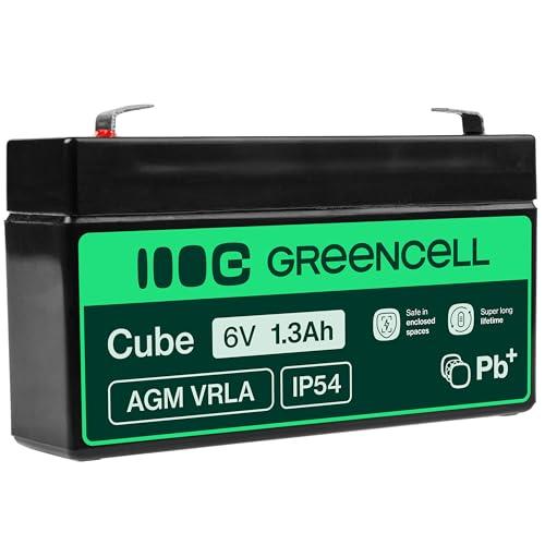 Batteria Green Cell® AGM 6V 1,3Ah, batteria al piombo-acido VRLA, batteria di ricambio al piombo-acido, batteria gel a scarica profonda, per roulotte senza conducente Fotovoltaico Sedia a rotelle