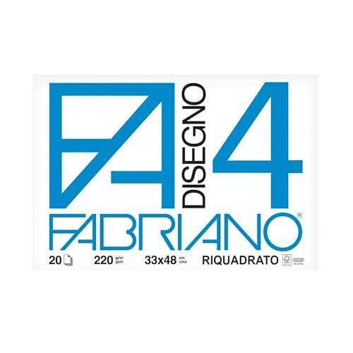 Blocco da Disegno Fabriano F4 - 20 Fogli - 33x48 cm - Liscio Riquadrato