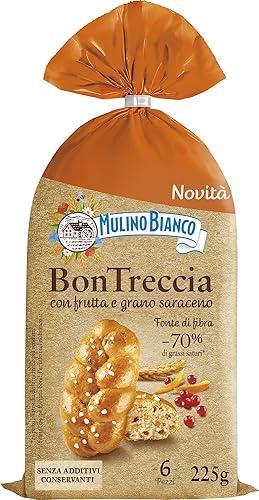 Mulino Bianco BonTreccia, PanBrioscé con Frutta, Farina Integrale e Grano Saraceno, 9 Merende da 225g