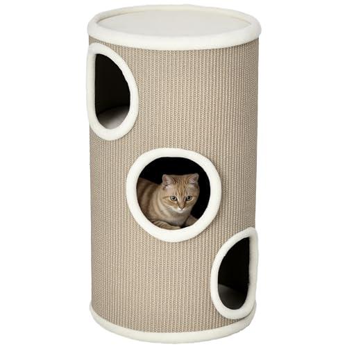 PawHut Cuccia per Gatti a 3 Livelli con Tiragraffi in Sisal e Rivestimento in Peluche