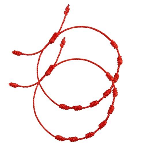 2 Pezzi Bracciale Coppia filo rosso, 7 Nodi Bracciali Coppia Filo Rosso Braccialetto per Festa della Mamma del Destino Filo Rosso Destino Bracciale Filo, Per uomo donna adolescenti