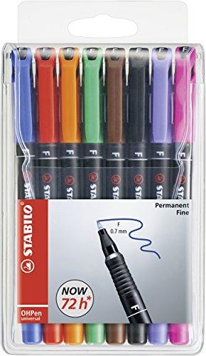STABILO OHPen universal Permanente - Tratto Fine (0,7 mm) - Astuccio da 8 - Colori assortiti