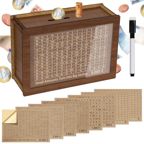 Alyvisun Salvadanaio in Legno con Obiettivi di Risparmio