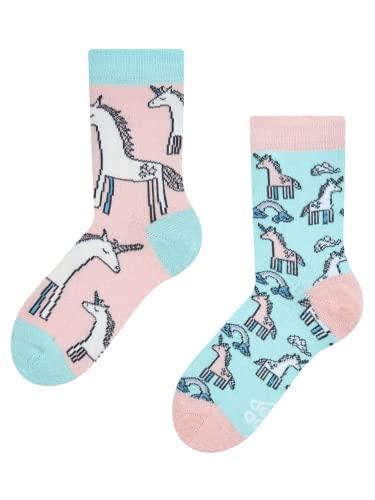 Dedoles Calzini Unisex Donna Uomo & Bambini Calze Cotone con tanti Design divertenti sinistra destra diversi, colore: Multicolore, disegno: Unicorno arcobaleno, taglia: 31-34