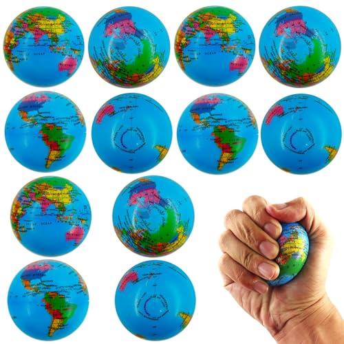 Set di 12 Palline Antistress con Mappa del Mondo