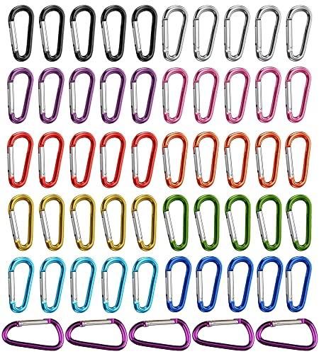 HUAZIZ 55 Pezzi Moschettoni ad Anello a D Multicolore per Arrampicata, Campeggio, Escursionismo e Uso Quotidiano