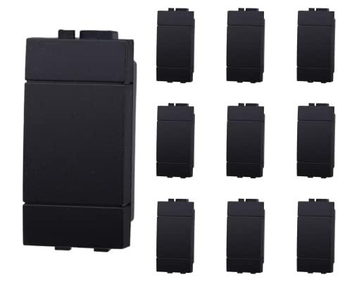 Set di 10 Copriforo Falso Polo Compatibili con Bticino Living Light (Nero)