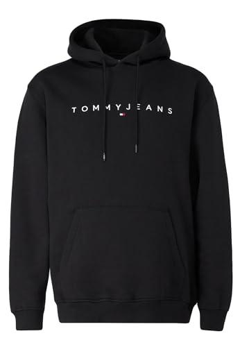 Tommy Jeans Felpa Uomo Linear Logo con Cappuccio Nera