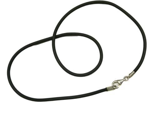 Elegante Girocollo in Caucciù con Chiusura in Argento 925 - Diametro 3mm