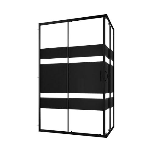 Box Doccia Angolare 70x90 cm Vetro Serigrafato Nero Mod. Willis