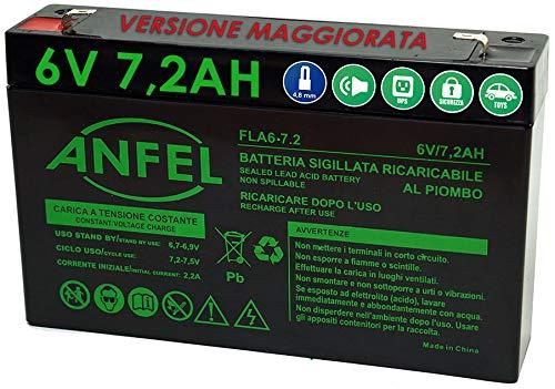 Batteria al Piombo Ermetica Ricaricabile 6V 7.2Ah per Veicoli Elettrici e Giocattoli