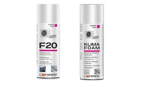 Kit Completo Sanificazione Climatizzatori Faren: Detergente Klima Foaming + Igienizzante F20