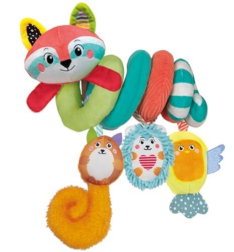 Clementoni - Spirale Passeggino Neonato, Soft Spiral Happy Animals, Baby for You, Peluche Prima Infanzia Lavabile in Lavatrice, 17909