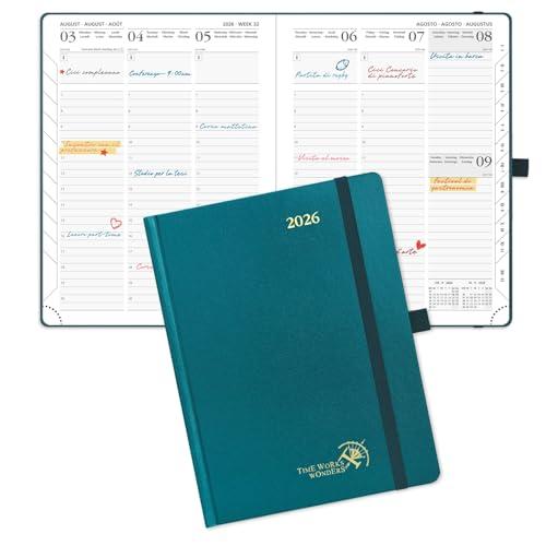 Agenda Settimanale Verticale POPRUN 2026 - Verde Pacifico