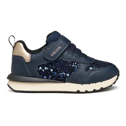Geox J FASTICS Girl Sneaker, Navy/Platinum, 32 EU