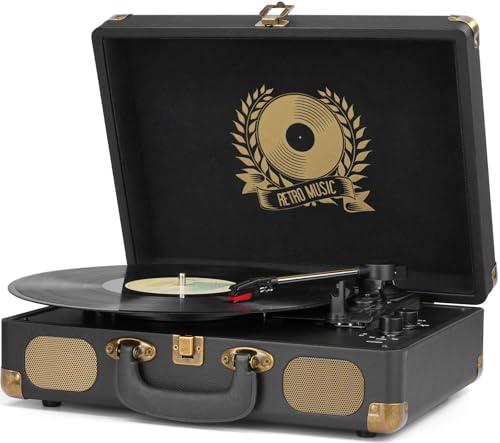Giradischi Bluetooth Vintage a 3 Velocità con Altoparlanti Integrati