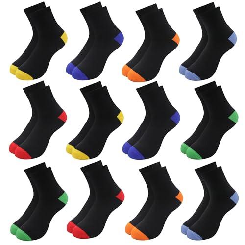 Uizuooy Calzini Sportivi Bambini - Set 12 Paia Colorati Traspiranti a Compressione