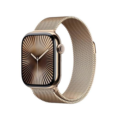 Apple Watch Series 10 (42 mm) GPS + Cellular, Cassa Titanio Oro, Cinturino Milanese Oro