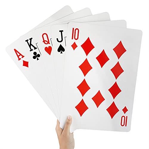 BELLE VOUS Carte da Gioco Giganti Rivestite in Plastica - Carte da Gioco Grandi L37 x L26 cm- Carte Giganti per Tutte le Età - Carte Poker, Carte da Scala 40 o Carte da Burraco per Giochi in Famiglia