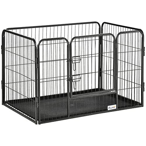 PawHut Box per Cani Recinzione in Metallo Grigio 125x78x80cm