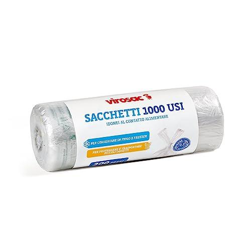 Virosac 1000 Usi - Sacchetti Multiuso Shopper 34x60 cm, 200 Sacchetti/Rotolo