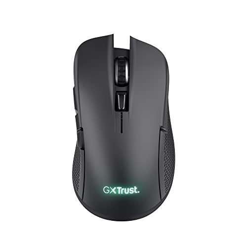 Trust Gaming GXT 923 Ybar Mouse Gaming Wireless Ricaricabile, 200-7000 DPI, Bassa Latenza 2.4GHz, Programmabile, 69% Plastica Riciclata, Mouse Senza Fili RGB per Laptop, Computer, Windows - Nero