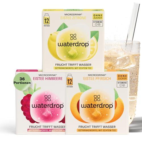 waterdrop® Tè Freddo Zero, Set Degustazione (Limone, Pesca, Lampone) - 36 Cubetti
