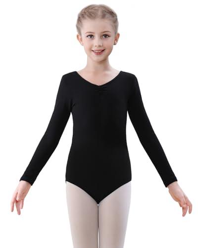 FONLAM Body da Danza Balletto Manica Lunga Nero 8-9 Anni