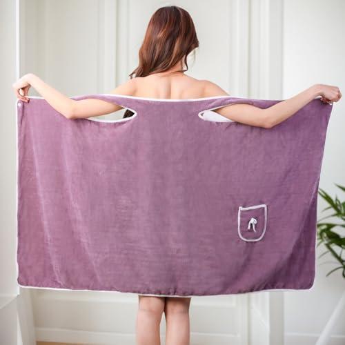 Asciugamano da bagno unisex, indossabile dopo il bagno, asciugamano da doccia ad asciugatura rapida (viola)