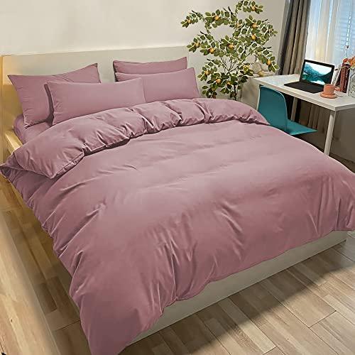 Set Copripiumino Singolo 260x240 CM (2 Federe 50x80) Monocromatico in Microfibra Rosa Scuro, Morbido ed Ipoallergenico, Inclusa Federa 50x80 cm