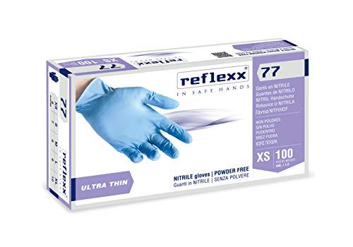 Reflexx 77100/M Guanti in Nitrile Senza Polvere ultra sottili e 100% Food, taglia Medium