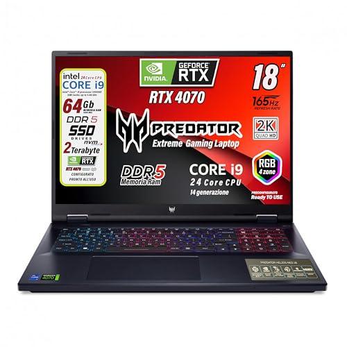 Acer Predator Helios Neo Notebook Gaming, Intel Core i9-14900HX, 24core fino a 5,8 GHz, RAM 64Gb DDR5, 2Tb SSD, Display 18