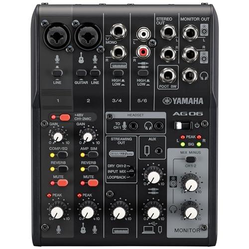 Yamaha AG06MK2 Mixer a 6 Canali per Streaming Live con Interfaccia Audio USB, Nero