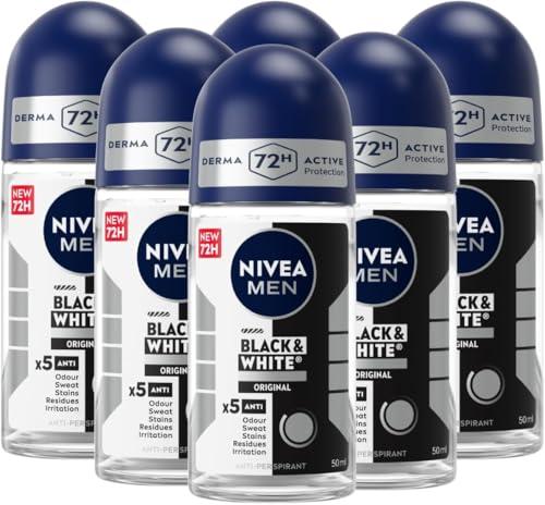 NIVEA MEN Black & White Invisible Original Roll-on 6 x 50 ml