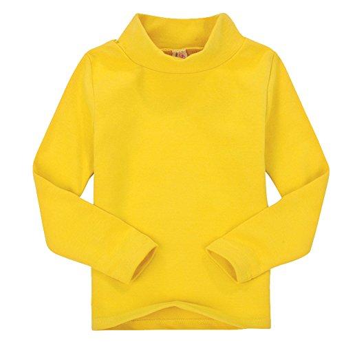 CuteOn T-Shirt a Manica Lunga con Collo Alto per Bambini - Giallo, 4 Anni