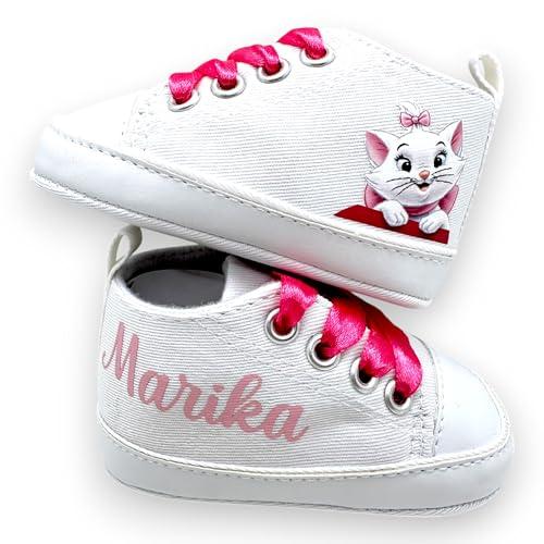 LulluLab Scarpine Neonato Personalizzate con Nome - Minou (3-6 Mesi)