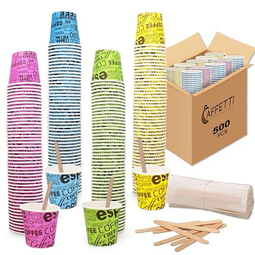 Caffetti Set: 500 Bicchierini e 500 Palette per Caffè