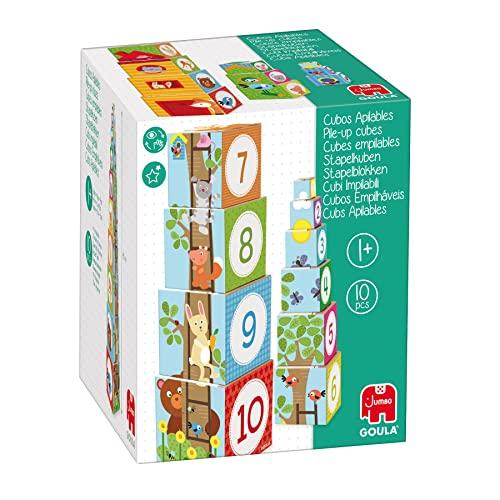 Goula - Cubi Impilabili Bosco, 10 Cubi di Cartone per Bambini