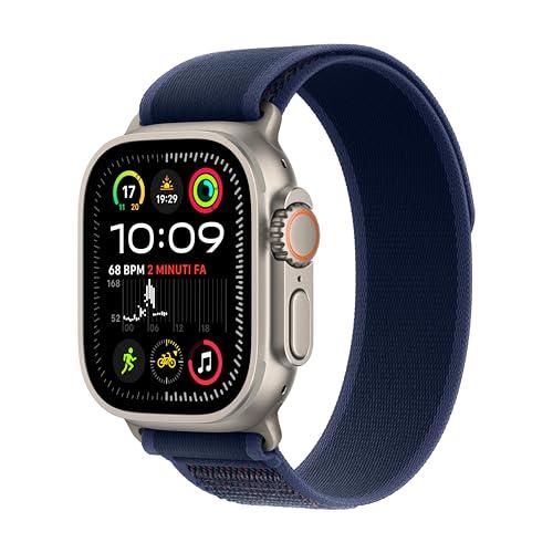 Apple Watch Ultra 2 GPS + Cellular, Cassa 49 mm in titanio naturale con Trail Loop blu - M/L