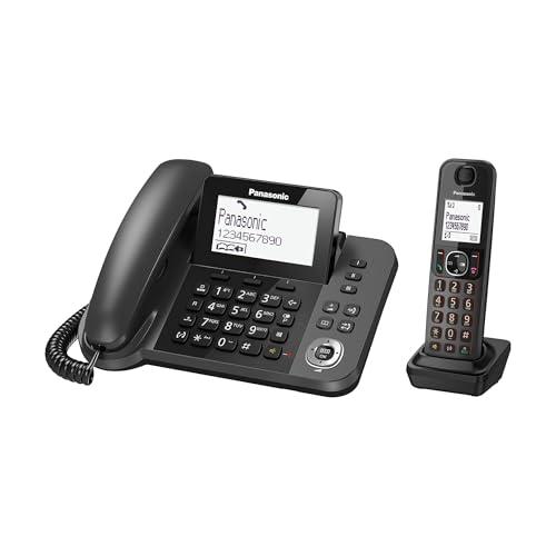 Panasonic KX-TGF310EXM Telefono Digitale Cordless/con Filo, Base e Ricevitore Singolo, Vivavoce, Display LCD Inclinabile, Blocco Chiamate Indesiderate, Alimentazione di Emergenza, Sicurezza DECT, Nero